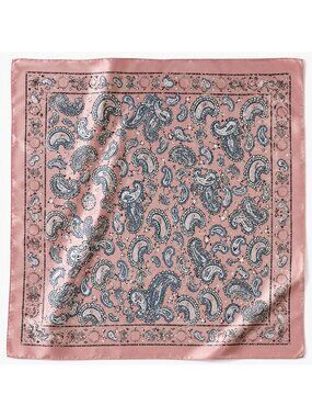 Womens Satin Paisley Scarf Pink Blue Square Hair Neck Bag Scarf Boho Western 27x